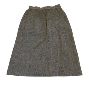 Vintage PORTS INTERNATIONAL 80% Alpaca Wool Herringbone Midi A-Line Skirt 12